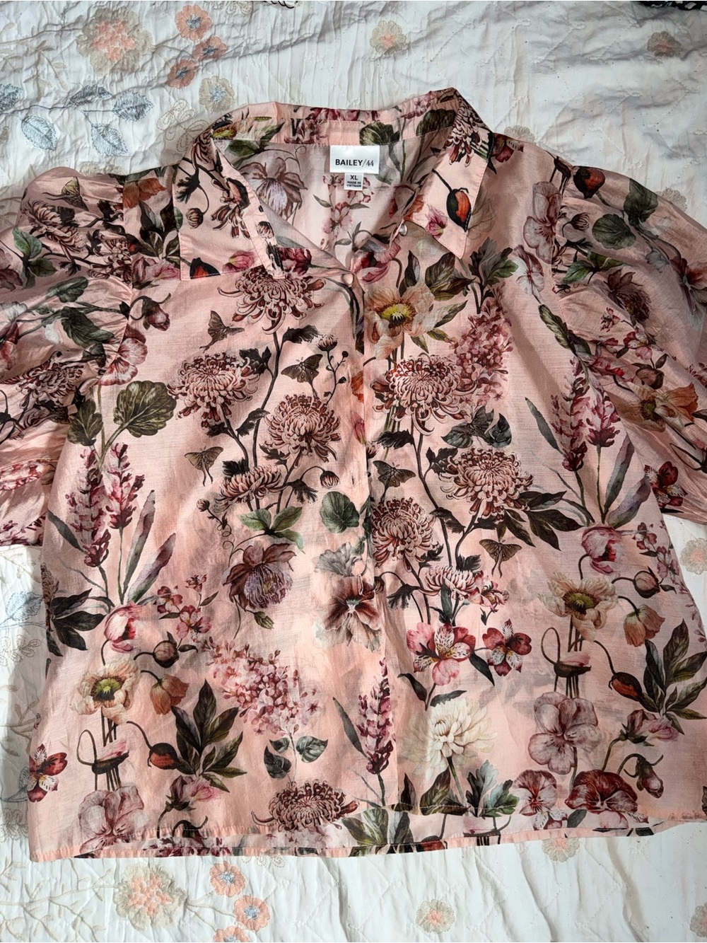 Bailey 44 Pink Floral Button-Up Blouse